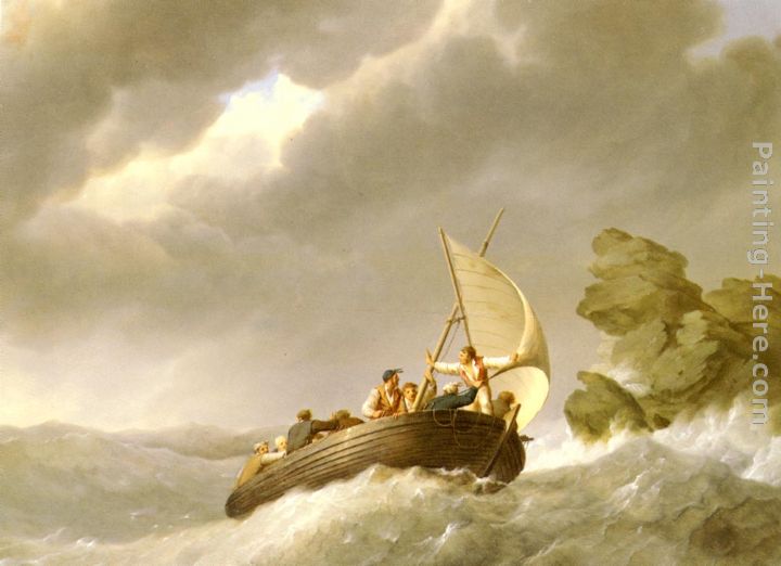 Sailing The Stormy Seas painting - Johannes Hermanus Koekkoek Sailing The Stormy Seas art painting